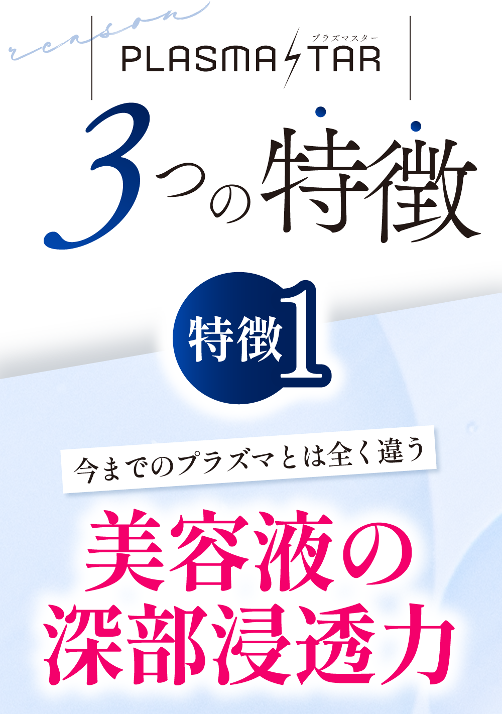 業務用プラズマ美容機器-プラズマスターの3つの特徴。美容液の深部浸透効果がすごい。